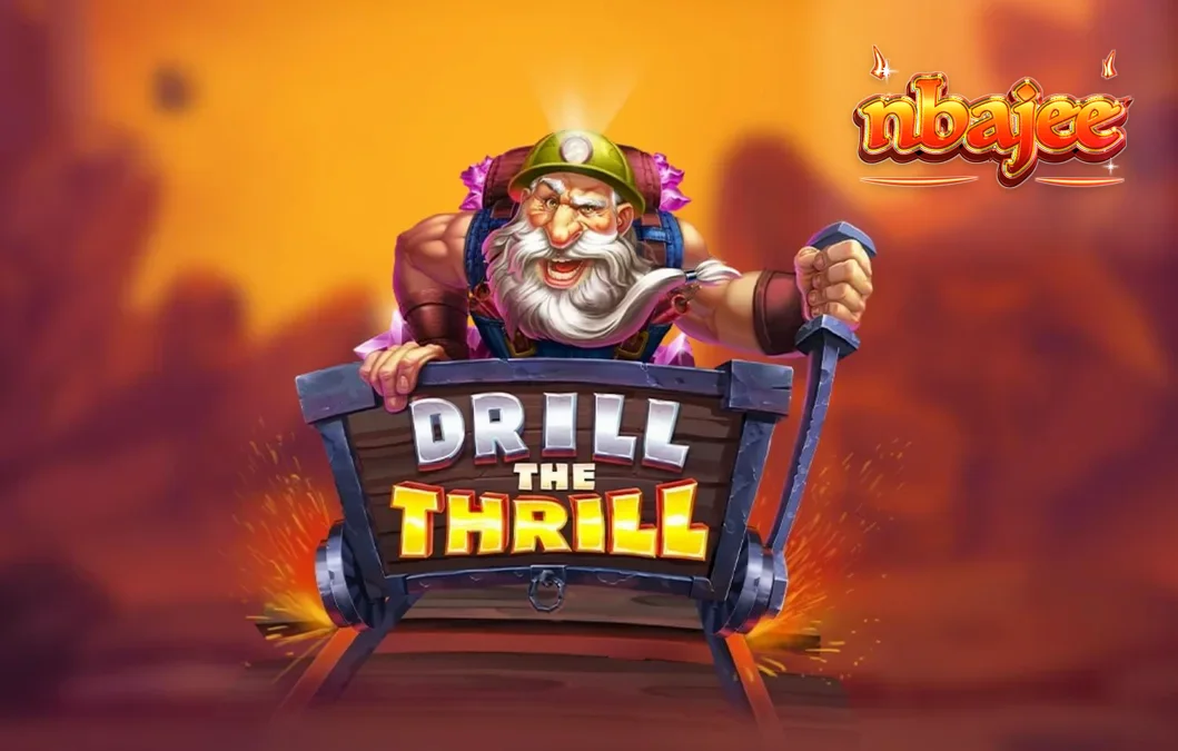 Drill the Thrill স্লট গেমের একটি দৃশ্য যেখানে খনি শ্রমিক এবং ড্রিল মেশিন দেখা যাচ্ছে